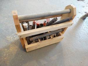 lot 343 image: Wood tool caddy w contents