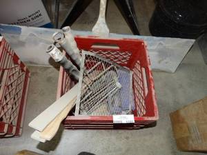 lot 1191 image: Milk crate w painting supplies