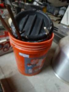 lot 1197 image: 5 gallon bucket w seat top & copper pipe