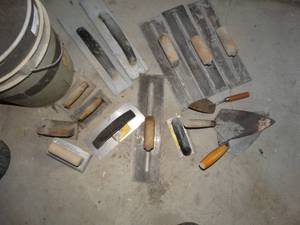 lot 1202 image: 5 gallon bucket w concrete tools