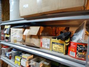 lot 1215 image: Shelf of various hardware- Nails screws misc.