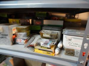 lot 1216 image: Shelf of various hardware- Nails screws misc.