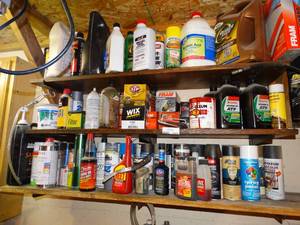 lot 1300 image: HUGE lot of various shop & automotive chemicals cleaners oil