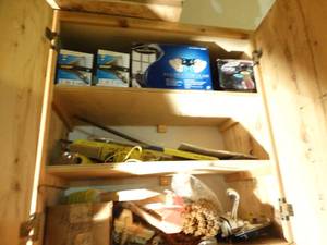 lot 1342 image: Contents of cabinet- floodlights & misc.