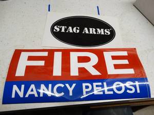 lot 1443 image: FIRE Nancy Pelosi sticker Stag Arms sticker