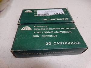 lot 1473 image: 2 boxes of 7.62 x 39 ammo