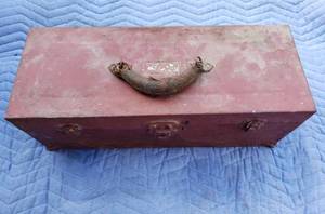lot 5004 image: Vintage Tools and Toolbox with Leather Handle