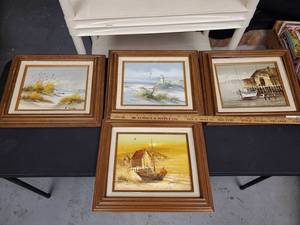 lot 9743 image: 4 Framed Paintings- Set