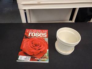 lot 9766 image: Reliable Roses- Hardcover Book and Ceramic Planter