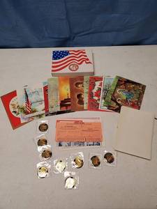 lot 9838 image: Disabled American Veterans Christmas Cards and Lodge Pins