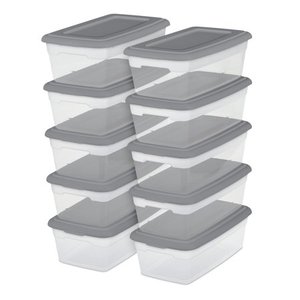 lot 9848 image: Sterilite 6 Qt.5.7 L Storage Boxes Titanium Set of 10