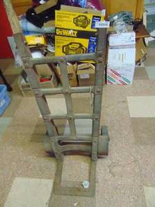 lot 4259 image: Vintage Metal Based Dolly - Wooden Handles need replaced