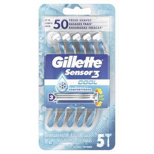 lot 1004 image: Gillette Sensor3 Cool Mens Disposable Razors - 5ct