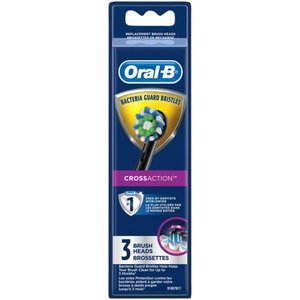 lot 1023 image: Oral-B Cross Action Black Refill Heads - 3ct