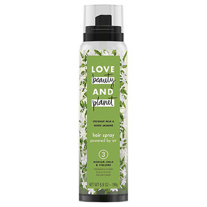 lot 1111 image: Love Beauty & Planet Coconut Milk and White Jasmine Medium Hold and Volume Hair Spray - 6.8oz