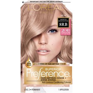 lot 1143 image: LOreal Paris Superior Preference Fade Defying Color  Shine System Medium Rose Blonde 8RB