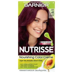 lot 1148 image: Garnier Nutrisse Nourishing Hair Color Creme, 42 Deep Burgundy (Black Cherry), 1 kit