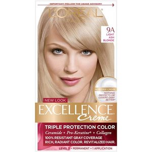 lot 1287 image: LOreal Paris Excellence Cr�me Permanent Triple Protection Hair Color, 9A Light Ash Blonde, 1 kit