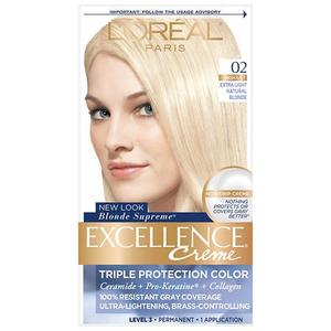 lot 1290 image: LOreal Paris Excellence Cr�me Permanent Triple Protection Hair Color, 02 Extra Light Natural Blonde, 1 kit