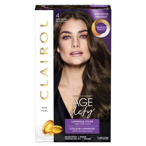 lot 1291 image: Clairol Age Defy Permanent Hair Color - 4 Dark Brown - 1 kit