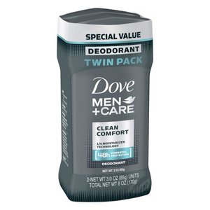 lot 1321 image: Dove MenCare Clean Comfort Deodorant Stick, 3.0 oz, Twin Pack