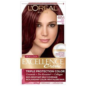 lot 1345 image: LOreal Paris Excellence Cr�me Permanent Triple Protection Hair Color, 4RM Dark Mahogany Red, 1 kit