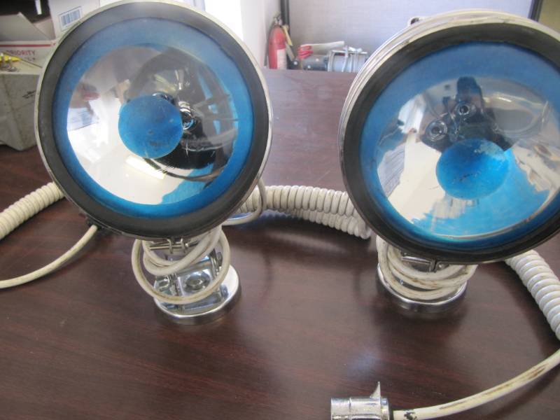 lot 1973 image: Lot of 2  - 6 Inch Stainless Steel Magnetic Flood or Work Lights with Approx 15 Cords