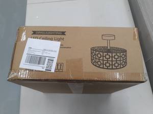lot 113 image: DLLT 3-Lights Industrial Semi Flush Mount Light Fixture, Vintage Double Drum Pendant Close to Ceiling Light for Bedroom, Dining Room, Kitchen, Hallway, Entry, Foyer, Living Room