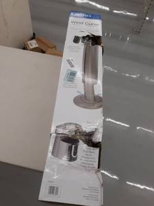 lot 127 image: Lasko Wind Curve Tower Fan with Nighttime Setting, GrayWoodgrain