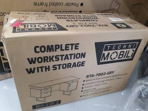 lot 237 image: two boxes- Modern Office Desk with Storage Gray - Techni Mobili