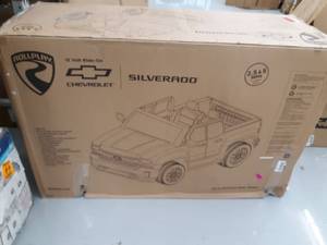 lot 273 image: Rollplay 12V Chevy Silverado Kids Truck, Two-Seat Ride On Toyup to 5 mph - Battery-Powered Kids Car - Ages 3 & Up - Black