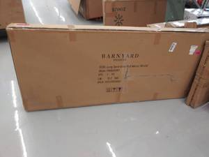 lot 311 image: Barnyard Designs Long Decorative Wall Mirror, Rustic Distressed Unfinished Wood Frame, Vertical and Horizontal Hanging Mirror Wall Decor 58 x 24 not inspected outside of box