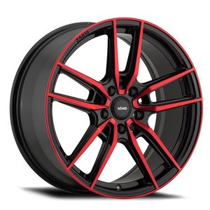 lot 324 image: Konig 55Br Myth 18x8 5x108 43et Gloss Black With Red Tinted Clear-Coat Wheel