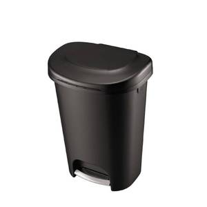 lot 347 image: Rubbermaid 1906460 13 Gallon Black Step-On Trash Can NO LID