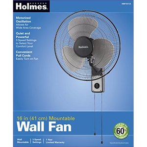 lot 370 image: HOLMES Oscillating Wall-Mountable Fan, 16 Inch (HMF1611A-UM)
