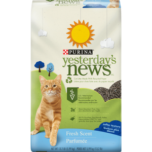 lot 405 image: Purina Yesterdays News Cat Litter - Fresh Scent Softer Texture 13.2 lb. Bag 211.20 oz