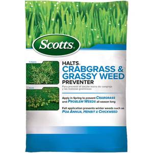 lot 408 image: Scotts Halts Crabgrass and Grassy Weed Preventer, 5,000 sq ft