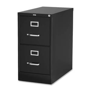 lot 440 image: 2 Drawers Vertical Steel Lockable Filing Cabinet, Black