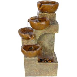 lot 2002 image: Alpine Corporation 16 Tiering Pots Tabletop Fountain - Light Brown