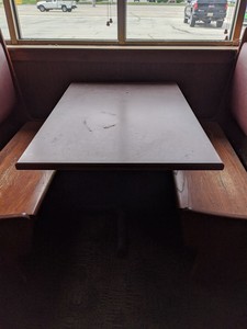 lot 3529 image: (1) Table Wood Trim Laminate Top With Metal Base