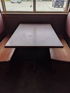lot 3547 image: (1) Table Wood Trim Laminate Top With Metal Base