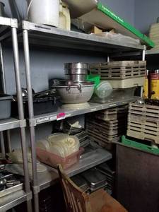 lot 3592 image: Stainless Shelving With Contents