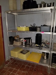 lot 3593 image: Stainless Shelving With Contents