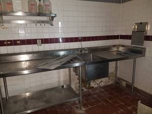 lot 3603 image: Stainless Sink 14ft Includes Stainless Shelf