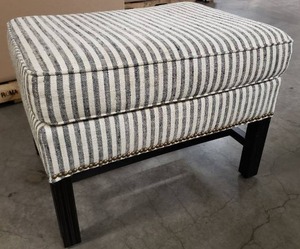 lot 47706 image: Thatcher Upholstered Ottoman Vintage Stripe, BlackIvory