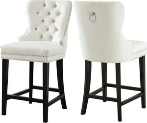 lot 1006 image: 2 Meridian Furniture Nikki Cream Velvet Stools