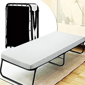 lot 1023 image: Quictent Heavy Duty Folding Bed with Two Extra Support Belts, 300 lbs Max Weight Capacity, Guest Bed, Daybed with 3D Stretch Knit Material Cover Mattress and Storage Bag
