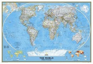 lot 1051 image: National Geographic 92x64 Classic World Map Mural 2017