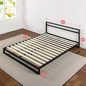 lot 1058 image: Zinus Trisha 7 Inch Platforma Bed Frame With Headboard