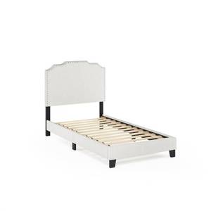lot 1061 image: Furinno Nadia Nailhead Trim HeadboardFootboard, Linen, Twin